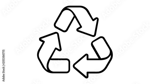 Modern recycling symbol triangular arrows line icon vector illustration highlighting environmental responsibility, sustainable living practices, and efficient waste processing solutions.