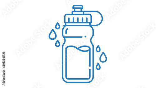 Professional reusable water bottle flask vector icon with editable stroke, ideal for zero waste lifestyle campaigns, sports hydration graphics, and promoting sustainable eco-friendly plastic