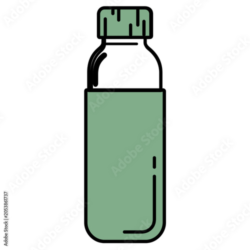 Modern reusable water bottle flask line icon with editable stroke, featuring a minimalist design for sustainable products, eco-conscious branding, and wellness marketing materials with adjustable