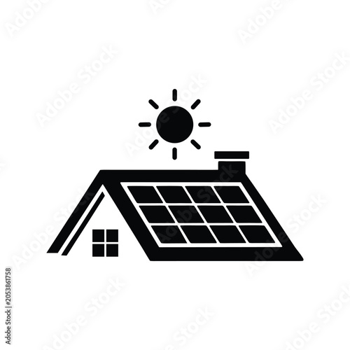 solar panel silhouette, Solar energy icon, solar panel icon vector illustration