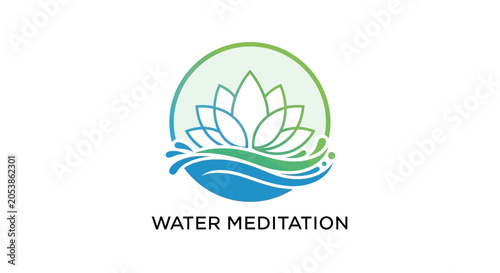 Lotus Flower Floating on Water Meditation Logo Design
