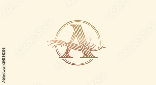 Elegant Monogram 'A' Logo Design with Circle and Flourishes