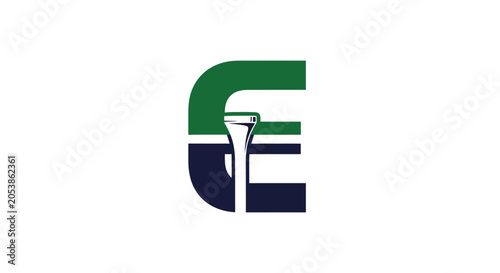 Green and Blue Letter E Logo with Golf Club Silhouette