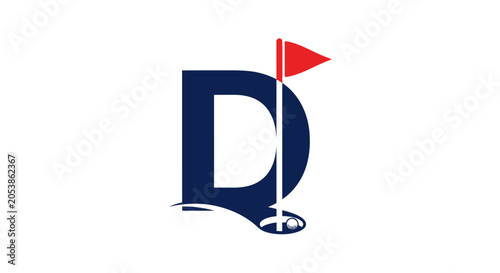 Valokuva Golf Course Letter D Logo with Flag and Ball