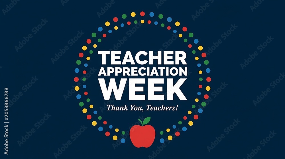 Fototapeta premium Teacher appreciation week thank you greeting with red apple