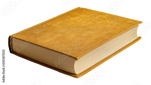Foto Hardcover book with textured golden yellow cover and cream pages