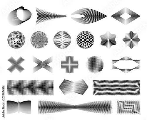 Abstract geometric halftone vector shapes pack for digital art and graphic design.