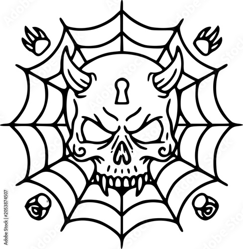 emon horned skull dice web