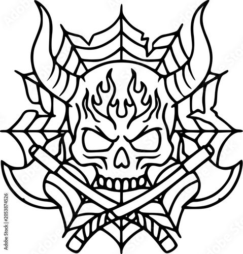 devil skull horns axes web
