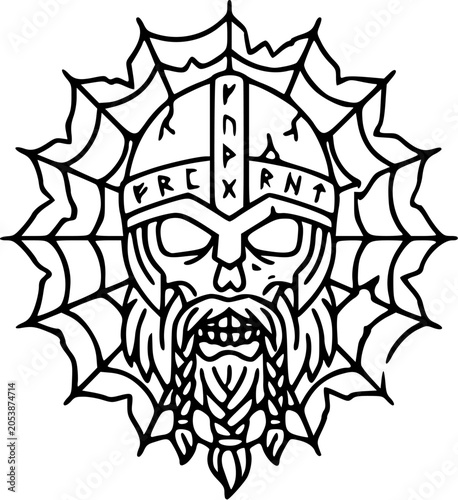 viking rune helmet skull web