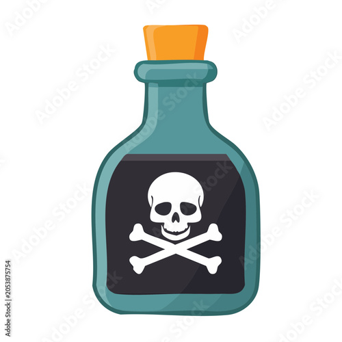 Cartoon poison bottle with skull and crossbones