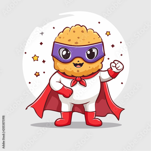 Cute Muffin Superhero Character