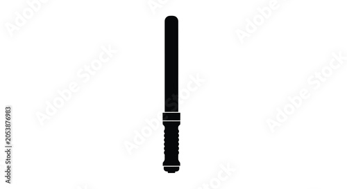 Obraz na plátně Police baton with textured grip black and white silhouette