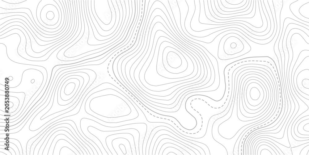 Fototapeta premium Retro topography map. White geographic contour map. Abstract outline grid.Modern design with White background with topographic wavy pattern design.paper texture Imitation of a geographical map shades.