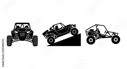 Bild auf Leinwand Off-road Buggy Vector Icons, All-Terrain Vehicle Silhouettes, Extreme Sports Veh