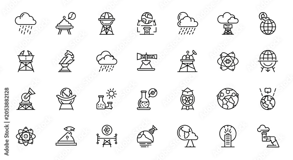 Fototapeta premium Collection of science, technology and weather icons