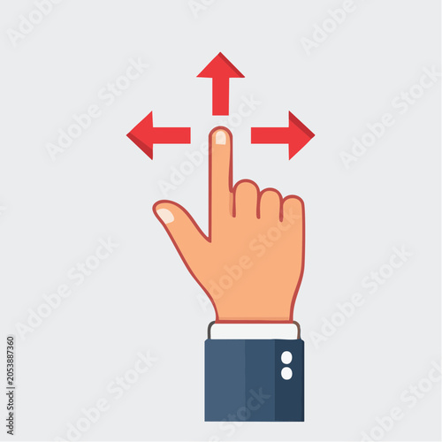 Hand with Arrows Indicating Movement and Interaction