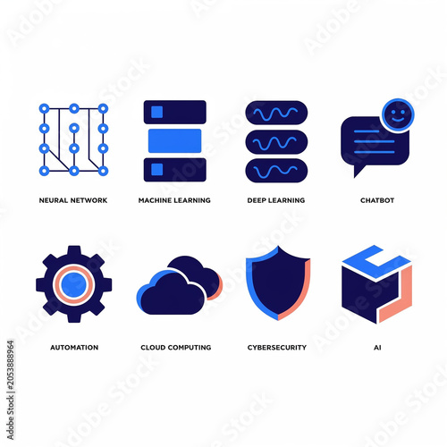 Artificial Intelligence Technology Icon Set Vector Collection