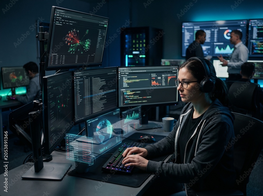 Fototapeta premium Cybersecurity Command Center
