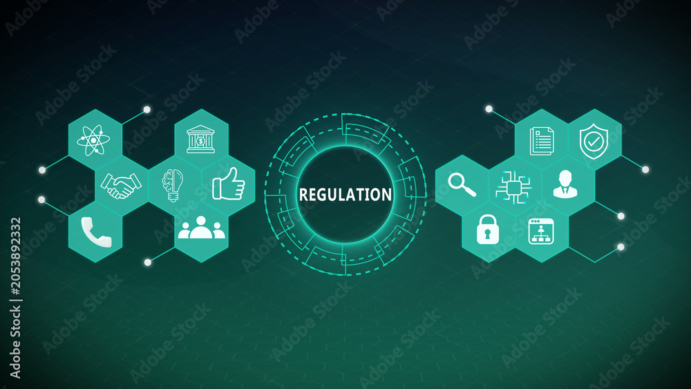 Obraz premium Digital Regulation Analytics Interface with Smart Compliance Governance and Connected Enterprise Monitoring 4k animation video