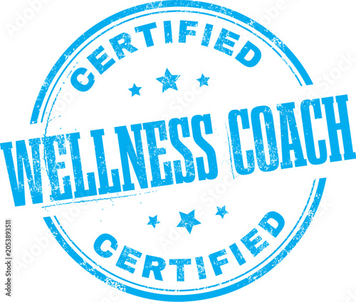 Wellness Coach Vector Blue Rubber Stamp