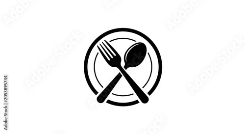 Crossed silverware on a plate icon.
