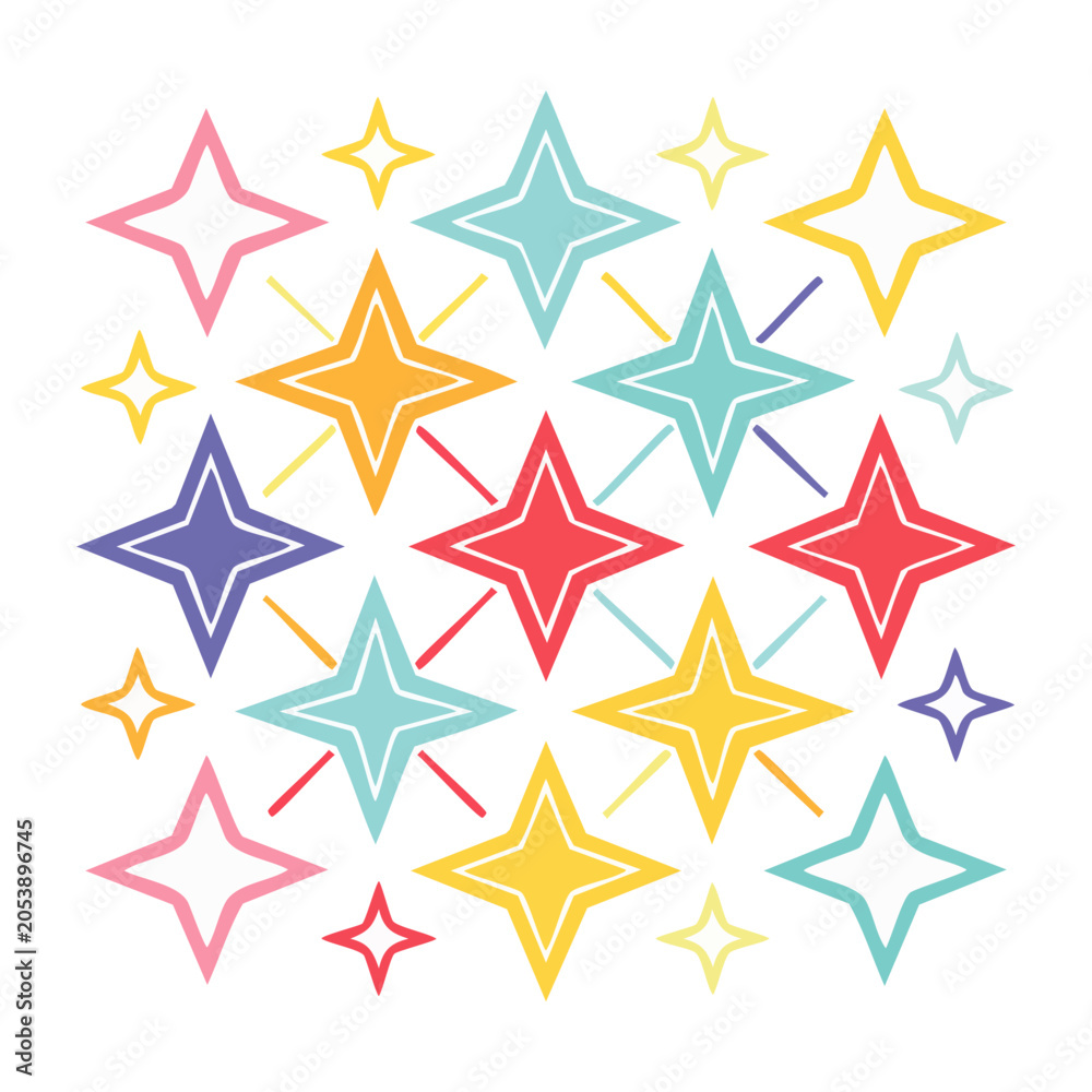 Obraz premium Colorful Star Pattern in Flat Design