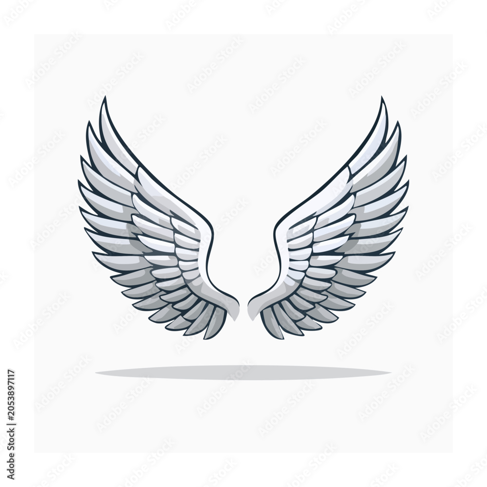 Fototapeta premium White Feather Wings Graphic Vector Illustration