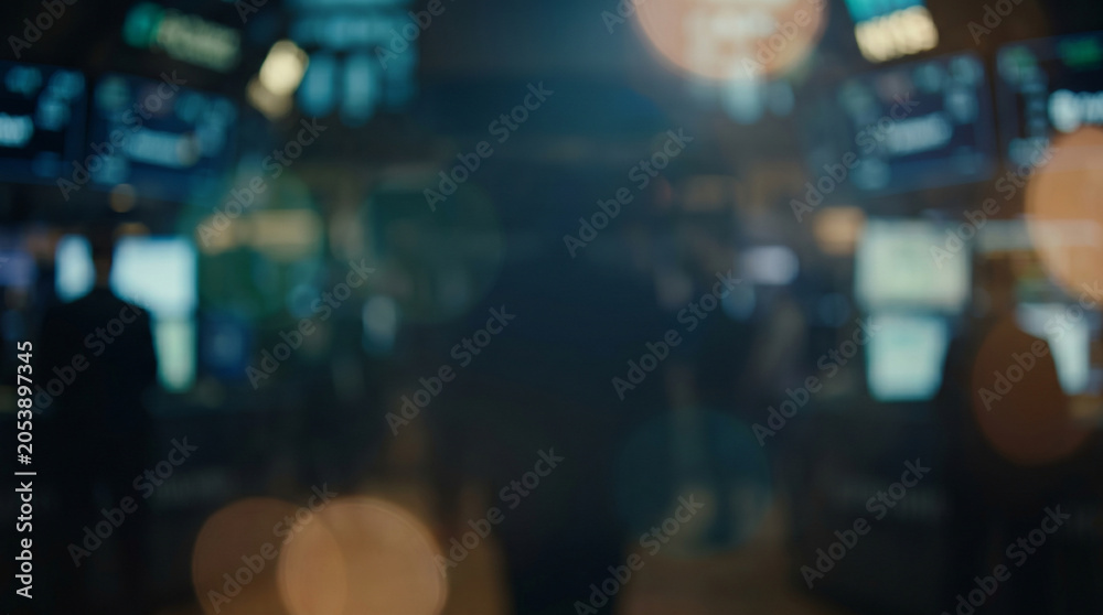 Fototapeta premium Soft Blurred Dark Fintech Trading Floor Background
