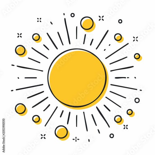 Hand-drawn Sun Icon with Rays and Circles