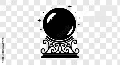 Obraz na plátně Crystal Ball Silhouette with Stars