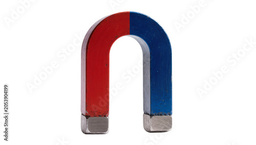 Schilderij op canvas Horseshoe magnet with red and blue poles