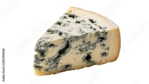 Quadro su tela Wedge of blue cheese with visible mold veins