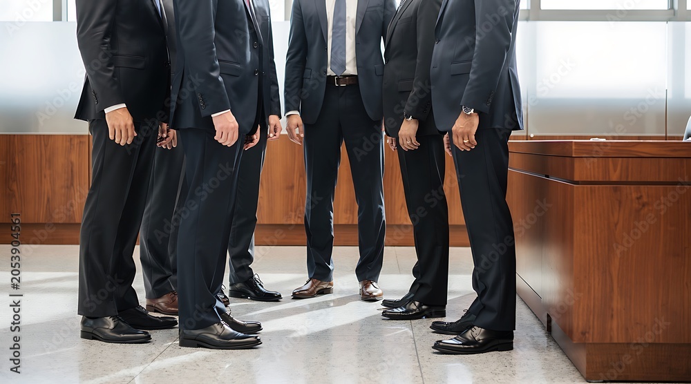 Fototapeta premium Group of professional businessmen standing together in a modern office meeting.