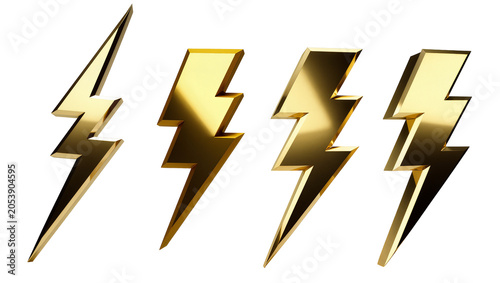 Foto Four golden lightning bolt symbols with metallic sheen