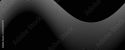 The black background features thin, curved lines in gold and white that run horizontally, giving the image a luxurious and slightly moving look. This piece feels elegant and easy on the