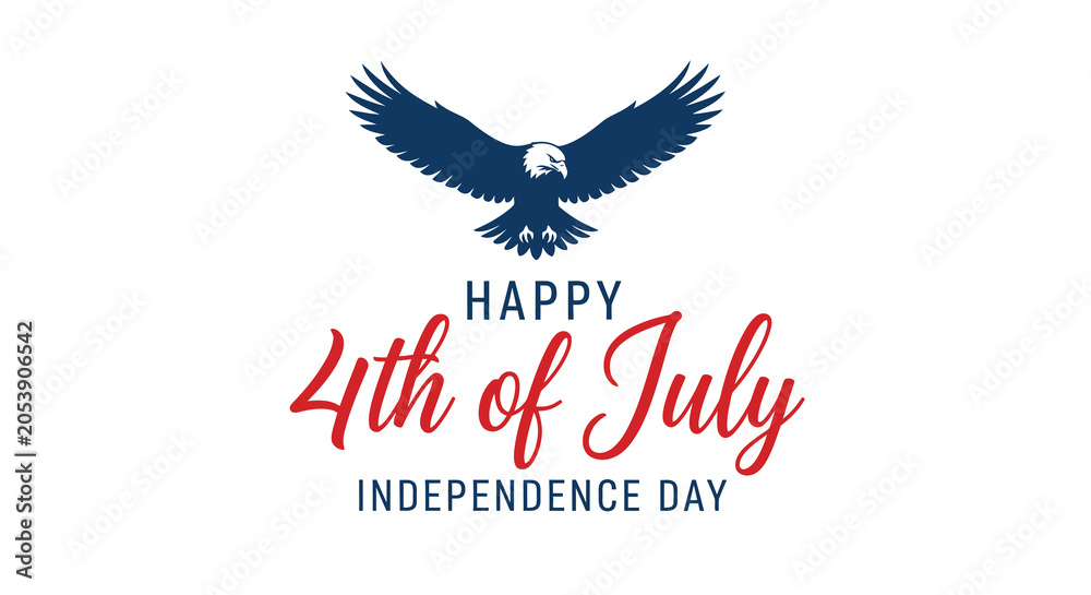 Fototapeta premium Eagle Silhouette With Patriotic Text For Fourth Of July Independence Day