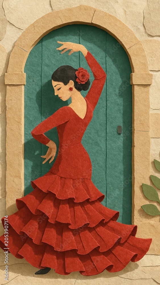 Obraz premium Elegant flamenco dancer silhouette.