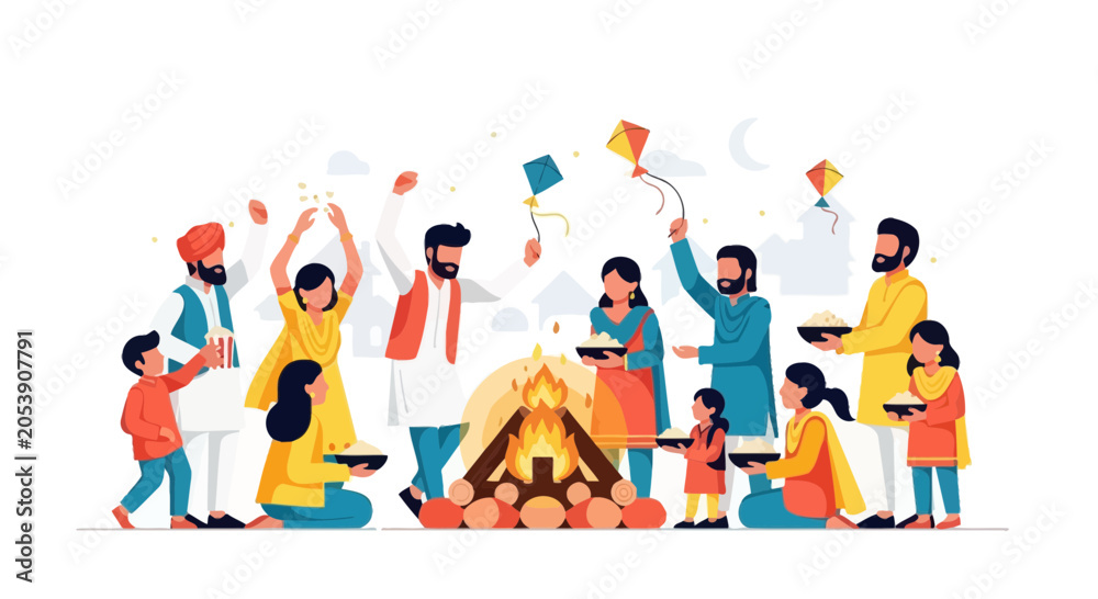 Fototapeta premium People Celebrating Festival Together Joyfully.