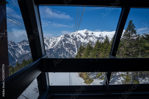 Bild auf Leinwand great panorama view of Japan alps look out and rope way at high attitude famous