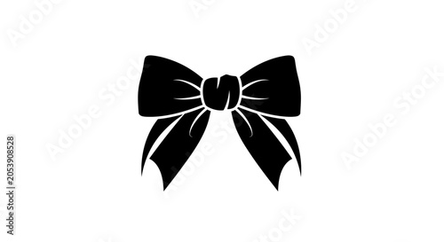 Cuadro en lienzo Elegant Black Bow Silhouette Isolated on White Background