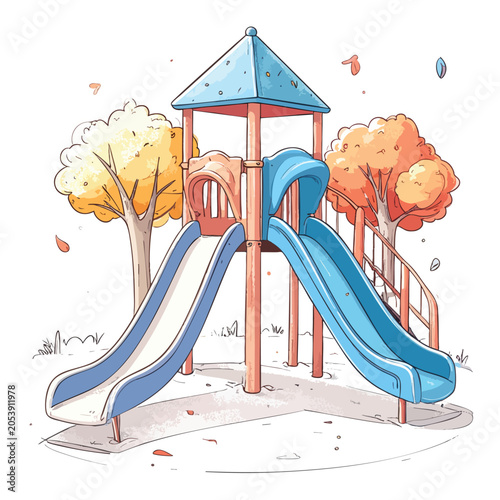 Colorful Playground Slide Structure for Children.