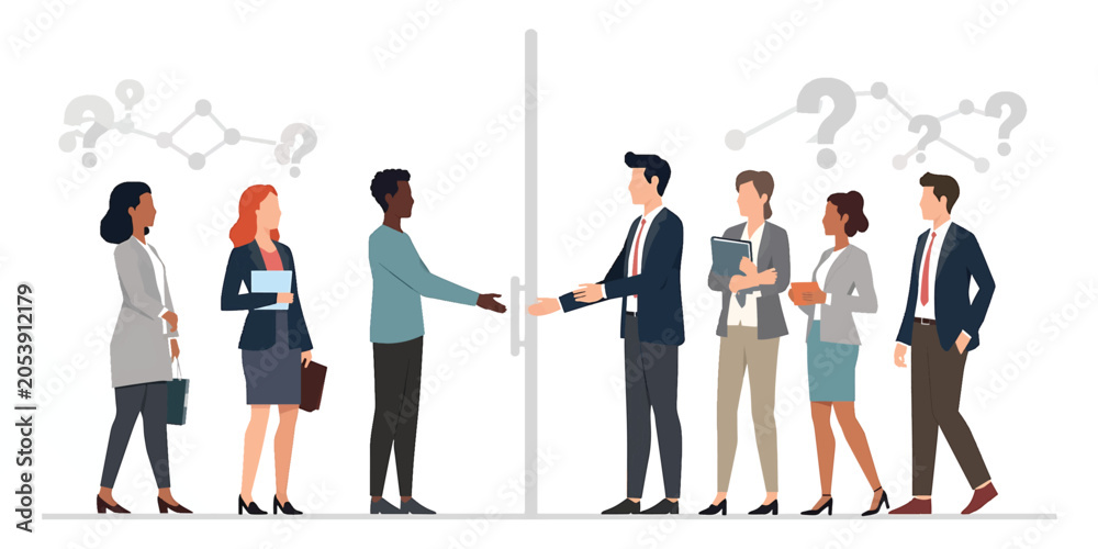 Obraz premium Business professionals facing a communication gap and uncertainty in a corporate environment