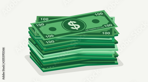 Quadro su tela Stack of green paper currency bills.