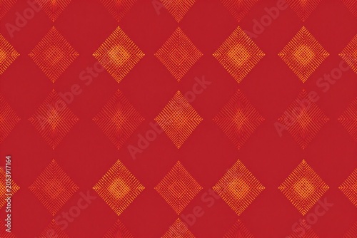 A red and yellow geometric pattern on a red background