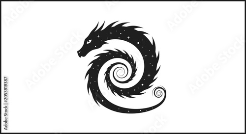 Obraz na plátně Mystic Dragon Swirl Silhouette