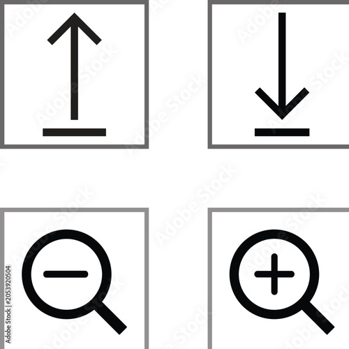 Zoom In Zoom Out Download UI Icon Set Minimal Vector Symbols