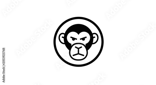 Monkey face in a circle logo.
