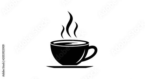 Steaming hot coffee cup icon.