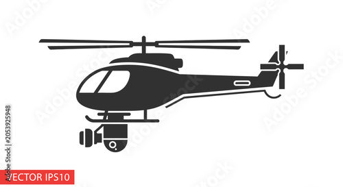 Photos Surveillance Helicopter Icon with Camera